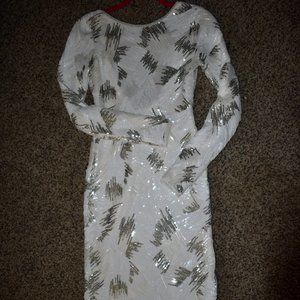 White sequin fitted dress